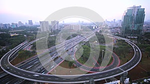 Beautiful scenery footage above Semanggi flyover