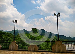 Beautiful scenery green plants blue sky sky and clouds