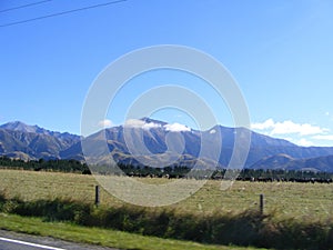 Beautiful scenery of high rocky mountains on South Island, New Zealand