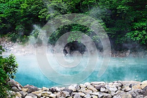 Beautiful scenery of hot spring in the forest in Beitou District, Taiwan