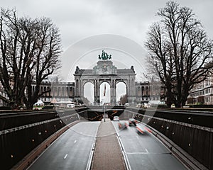 Beautiful scenery of Jubelpark under a cloudy sky in Brussels, Belgium