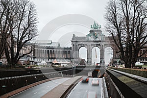 Beautiful scenery of Jubelpark under a cloudy sky in Brussels, Belgium