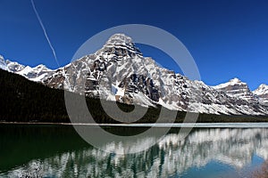 Beautiful scenery of Lake Louise with mountains range background in Banff Alberta, Canada