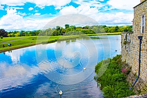 Beautiful scenery Leeds Castle moat United Kingdom