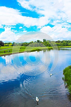 Beautiful scenery Leeds Castle moat United Kingdom