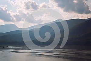 Beautiful scenery, Mekong River in Laos, a popular travel destination in Southeast Asia