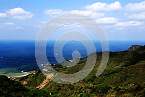 The beautiful scenery of mountain and sea  in  Jiufen , Taiwan