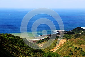 The beautiful scenery of mountain and sea  in  Jiufen , Taiwan