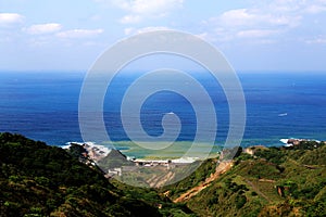 The beautiful scenery of mountain and sea  in  Jiufen , Taiwan