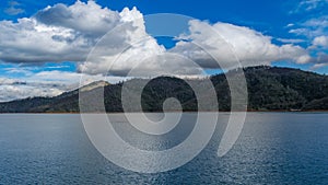 Beautiful scenery of a mountain at the seashore under the cloudy sky