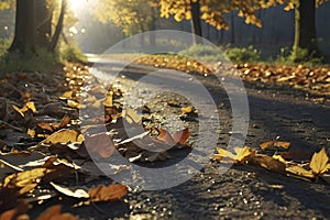 Beautiful scenery of mountains, tree , and forest in autumn.