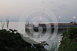 The beautiful scenery of the night pier