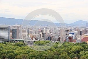 Beautiful Scenery of Osaka viewd from Osaka Castle in Japan