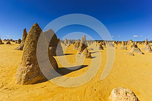 Beautiful scenery at The Pinnacles limestone formations within Nambung National Park, near the town of Cervantes, Western Australi