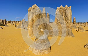 Beautiful scenery at The Pinnacles limestone formations within Nambung National Park, near the town of Cervantes, Western Australi