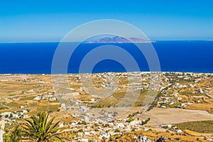 Beautiful scenery of Santorini and Anafi island Aegean Sea Greece