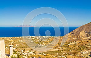 Beautiful scenery of Santorini and Anafi island Aegean Sea Greece