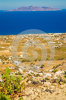 Beautiful scenery of Santorini and Anafi island skyline Aegean Sea Greece