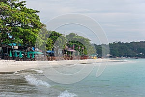 Beautiful scenery of the sea and Koh Samet Island at Khao Laem Ya-Mu Ko Samet National Park ,Thailand