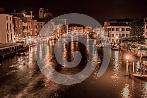 Beautiful scenery streets of Venice at night photo