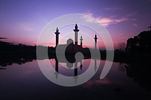 Beautiful scenery during sunrise at Bukit Jelutong Mosque Malaysia