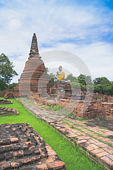 Beautiful scenery in Wat Lokayasutharam, Ayutthaya, Thailand