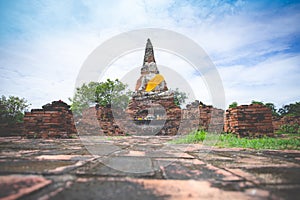 Beautiful scenery in Wat Lokayasutharam, Ayutthaya, Thailand