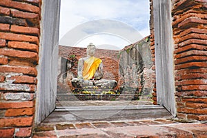 Beautiful scenery in Wat Lokayasutharam, Ayutthaya, Thailand