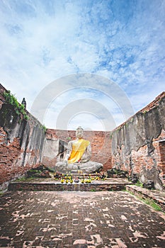Beautiful scenery in Wat Lokayasutharam, Ayutthaya, Thailand