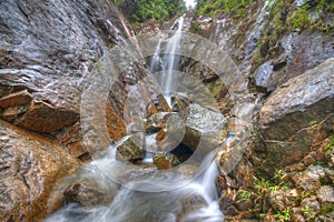 Beautiful scenery of waterfall at Gunung Pulai, Johor, Malaysia photo