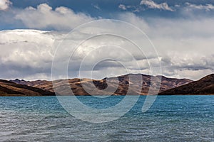 Beautiful scenery of the Yamdrok lake in Gongga County, Tibet, China