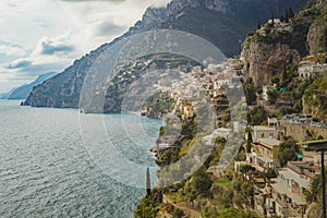 Beautiful scenic of amalfi coast and positano town in south ital