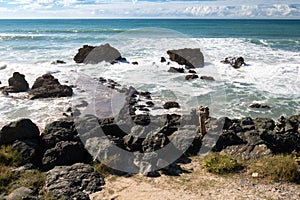 Beautiful scenic beach of milady in summer, biarritz, basque country, france