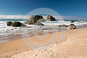 Beautiful scenic beach of milady in summer, biarritz, basque country, france