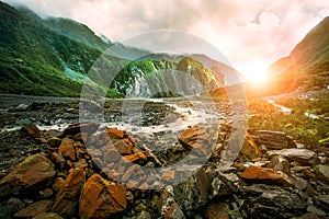 Beautiful scenic of fox glacier west coast southland new zealand