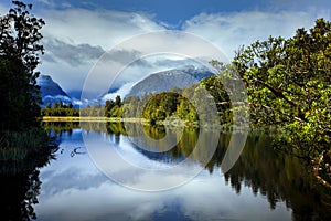 Beautiful scenic of lake matheson southland new zealand