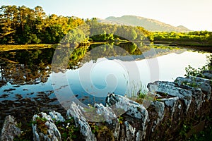 Beautiful scenic landscape along ring road around Beara Peninsula in south-west coast of Ireland