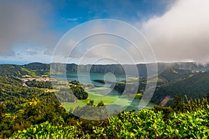 Beautiful scenic landscape from Azores Sao Miguel Island Sete Cidades photo