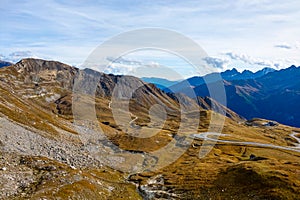 Beautiful scenic road in the Alps in autumn