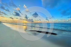 Beautiful scenic sunrise on a sandy beach