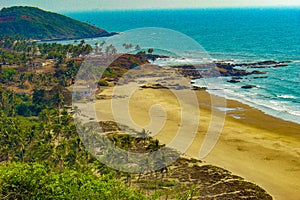 Beach coastline Goa India aerial landscape