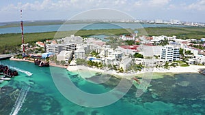 Beautiful scenic view of Cancun from above. Aerial Mexican view