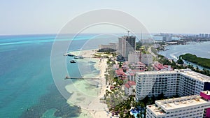 Beautiful scenic view of Cancun from above. Aerial Mexican view