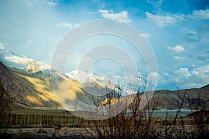 Beautiful scenic view of colorful in Nubra Valley, Leh district, Ladakh range, Jammu & Kashmir, Northern India