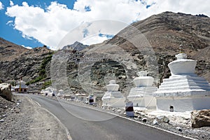 Beautiful scenic view from Diskit monastery in Ladakh, Jammu and Kashmir, India