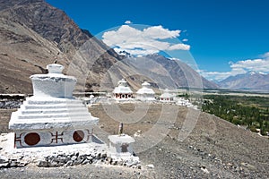 Beautiful scenic view from Diskit monastery in Ladakh, Jammu and Kashmir, India