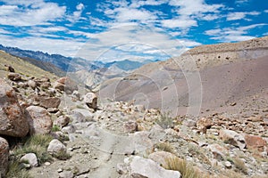 Beautiful scenic view from Between Hemis Shukpachan and Tingmosgang Temisgam in Sham Valley, Ladakh, India.