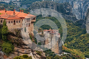 Beautiful scenic view, Holy Orthodox Monastery of Rousanou St. Barbara and Varlaam