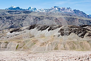 Beautiful scenic view of Kunzum Pass Kunzum La - Chandra Taal Moon Lake Trekking course in Spiti, India.