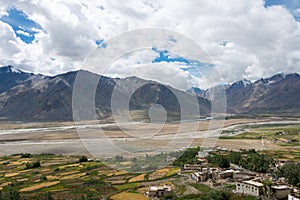 Beautiful scenic view from Kursha Monastery in Zanskar, Ladakh, Jammu and Kashmir, India